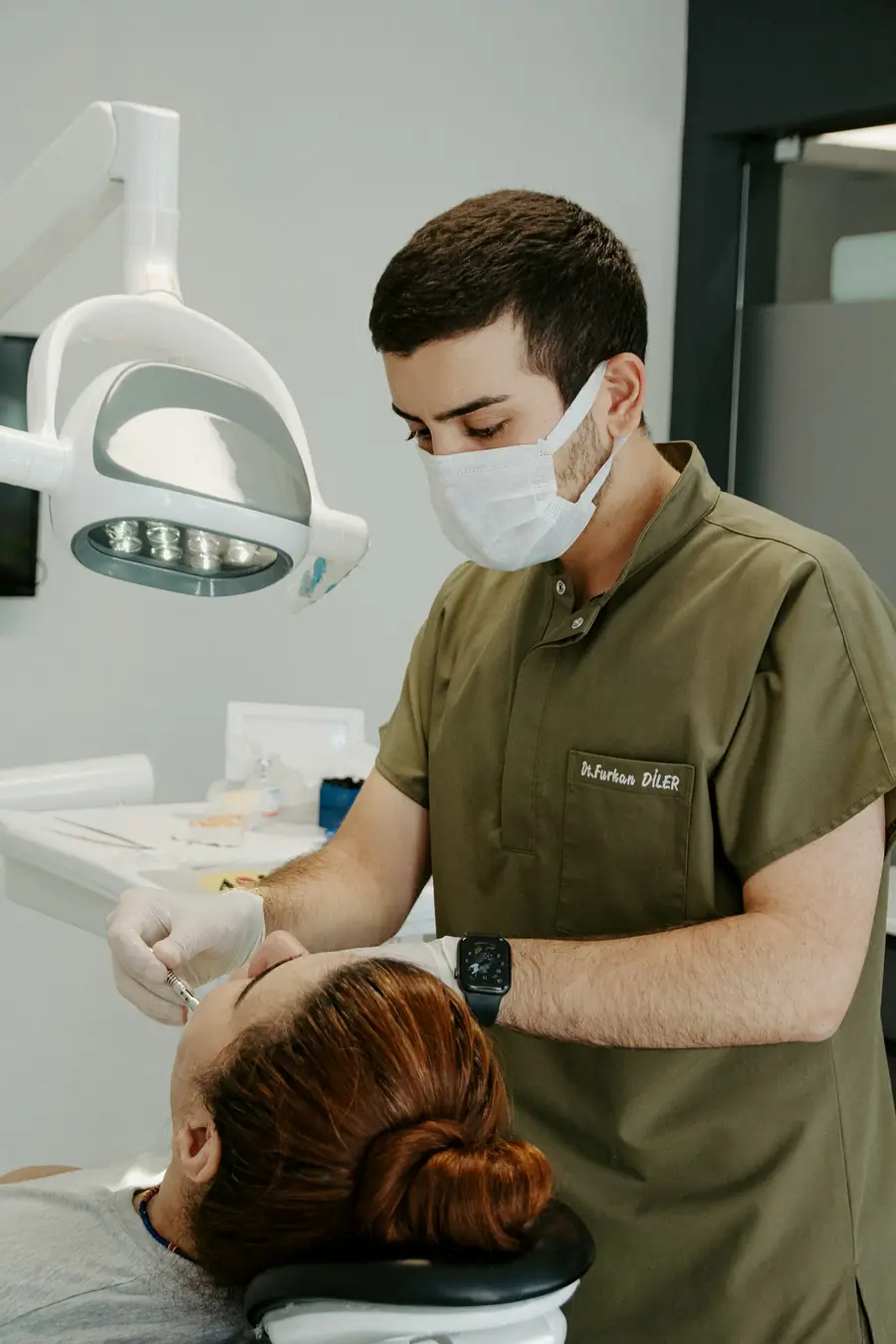 Dentist examining a patient