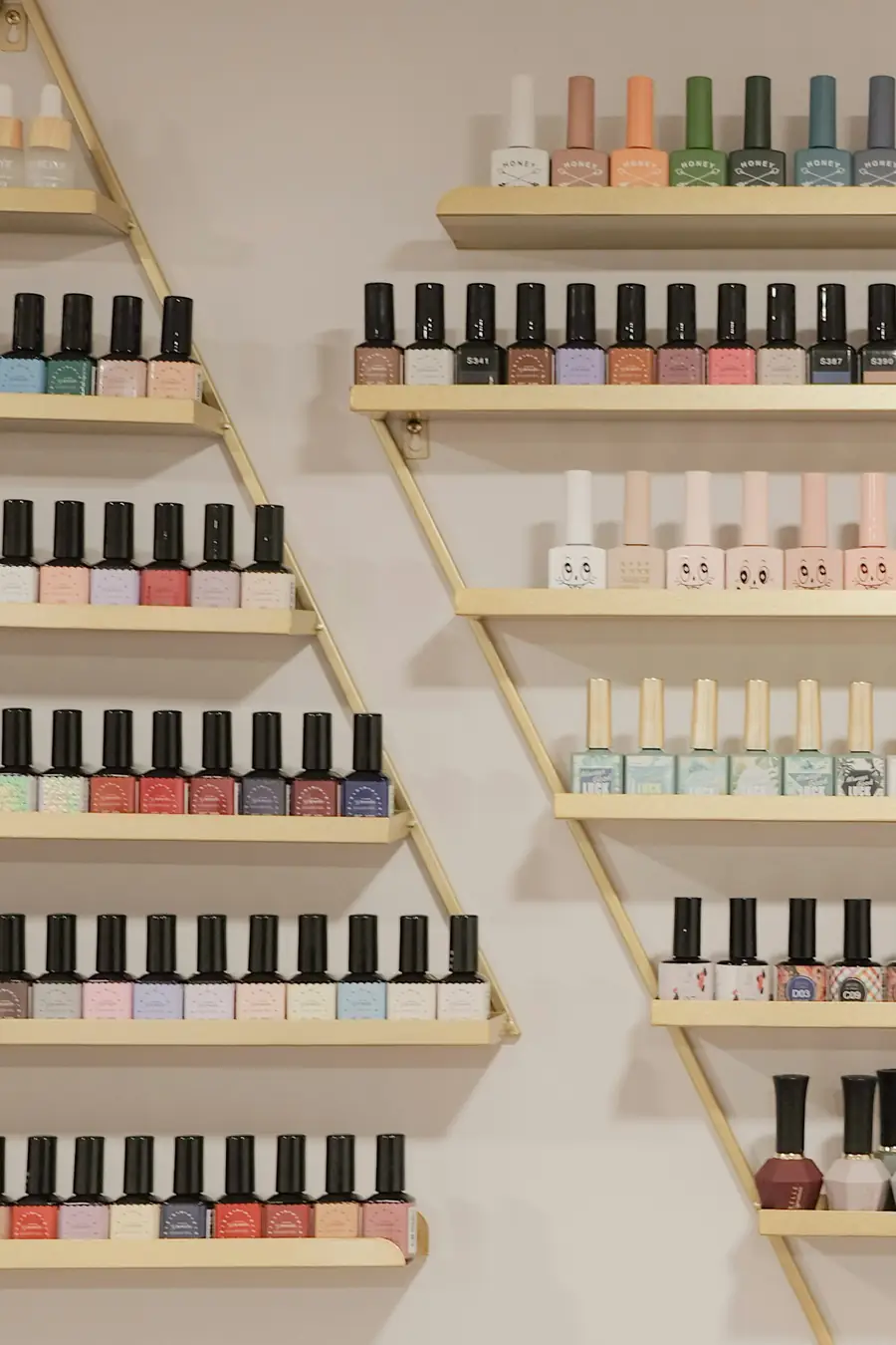 Shelves of colorful nail polish
