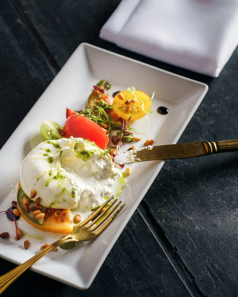 Plated dessert with gold cutlery